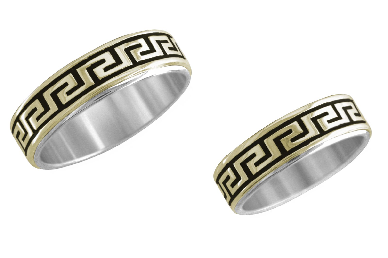 3/16 inch Empire wedding band, 14K gold and sterling, M.M. Rogers