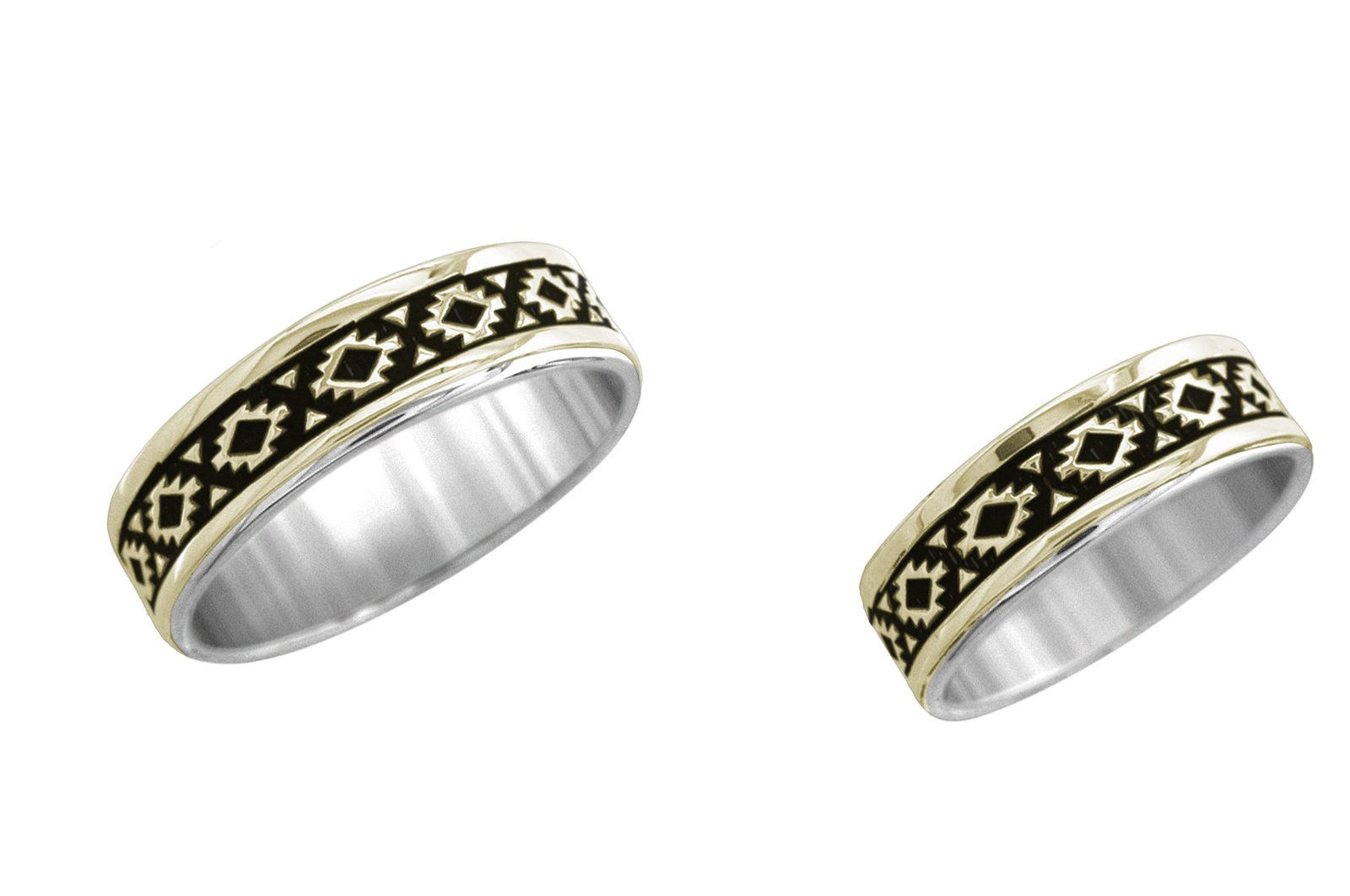 3/16 inch Kenya wedding band, 14K gold and sterling, M.M. Rogers