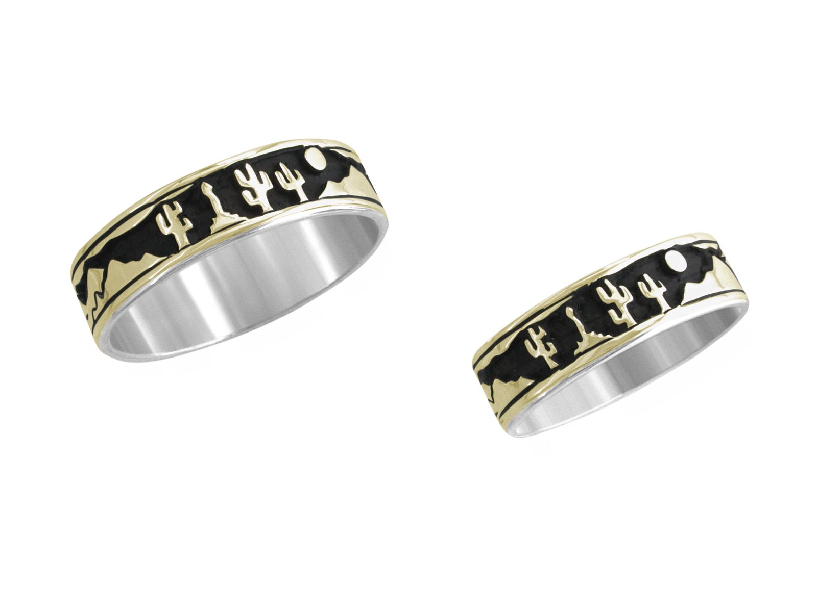 1/4 inch Desert Story, 14K gold and sterling, M.M. Rogers