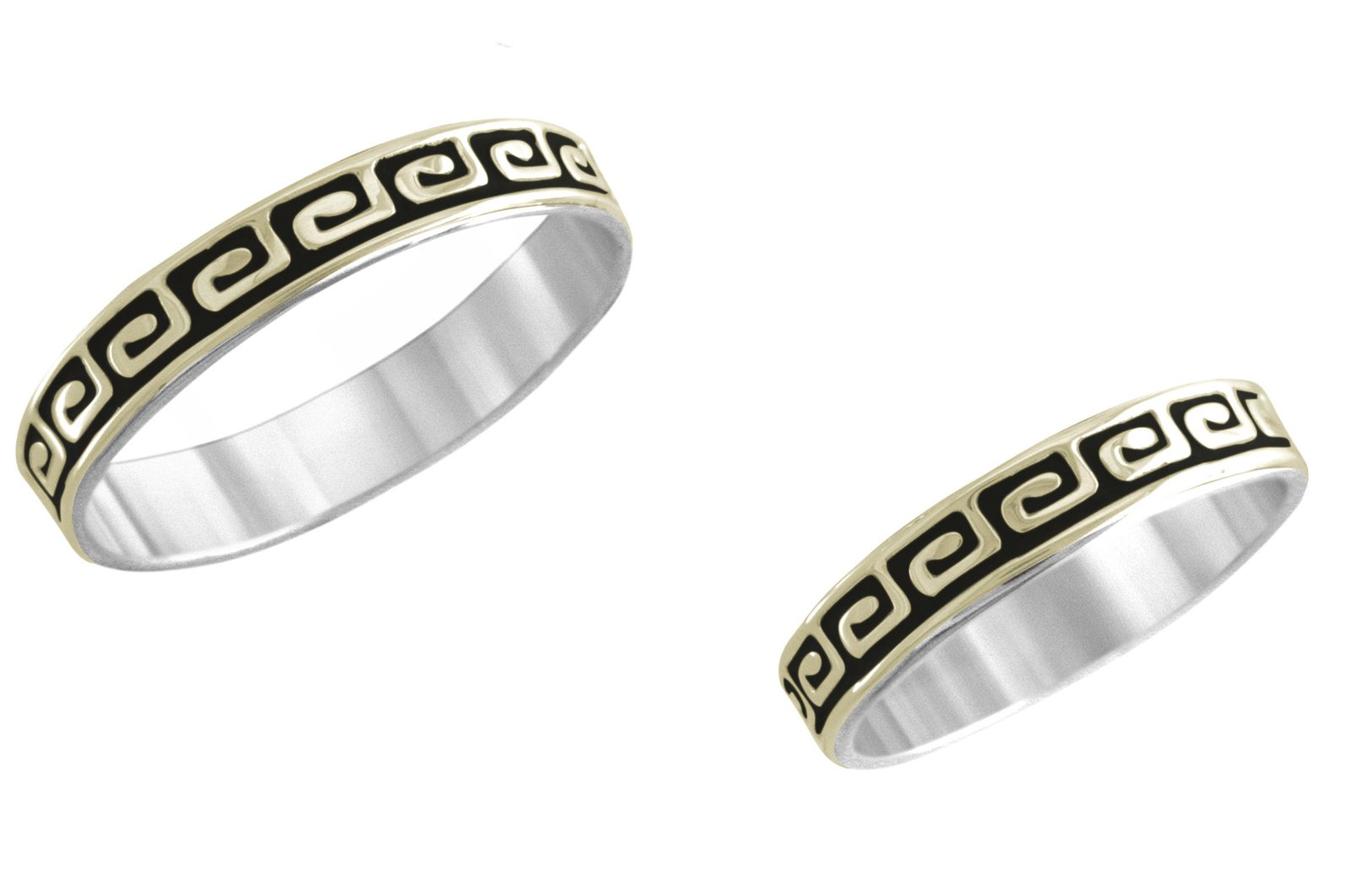 1/8 inch Akropolis wedding band, 14K gold and sterling, M.M. Rogers