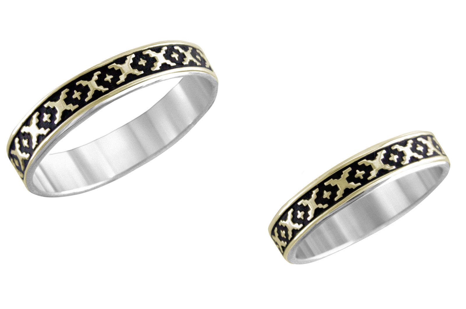 1/8 inch Casa Blanca wedding band, 14K gold and sterling, M.M. Rogers