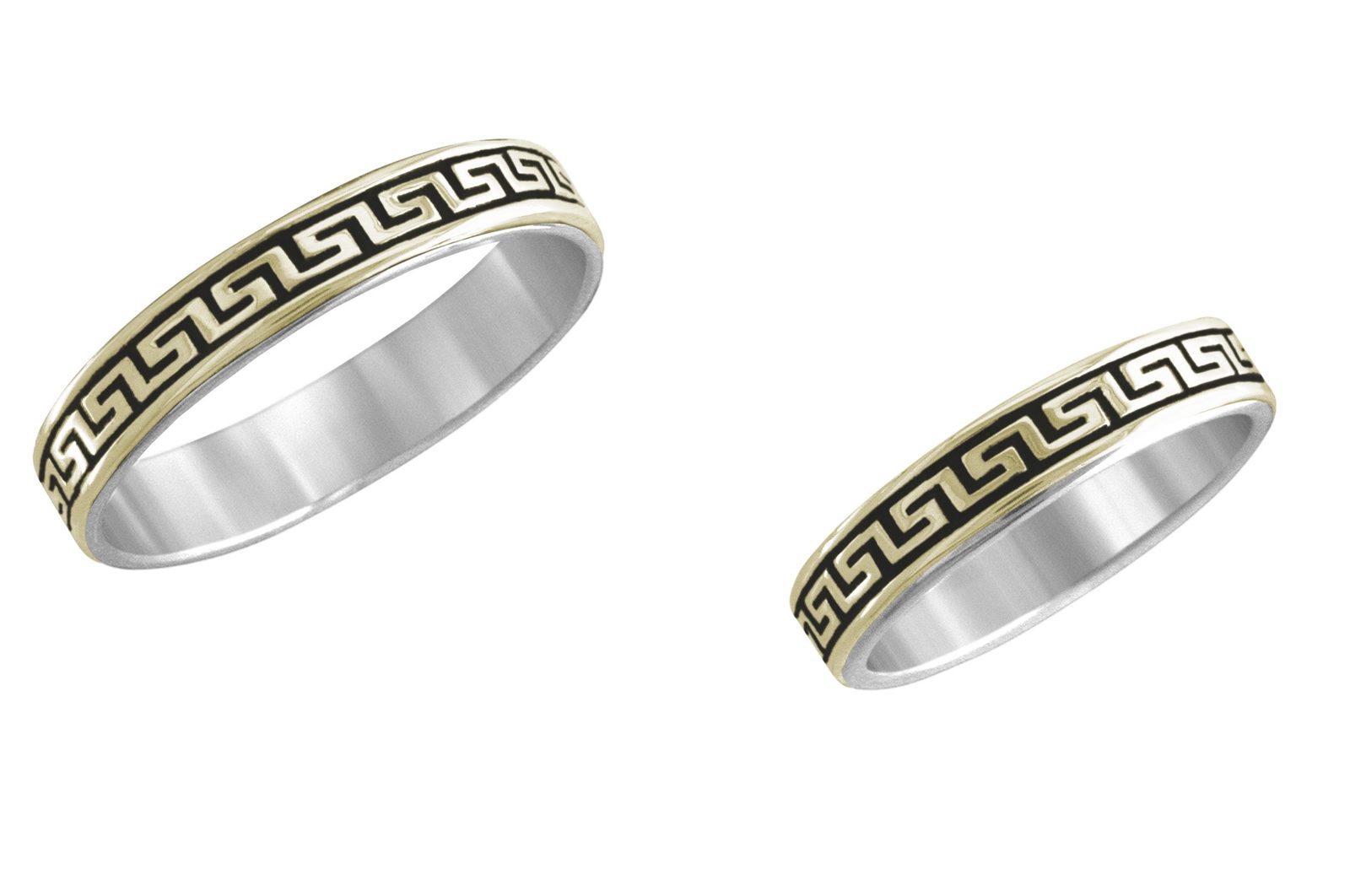 1/8 inch Empire wedding band, 14K gold and sterling, M.M. Rogers