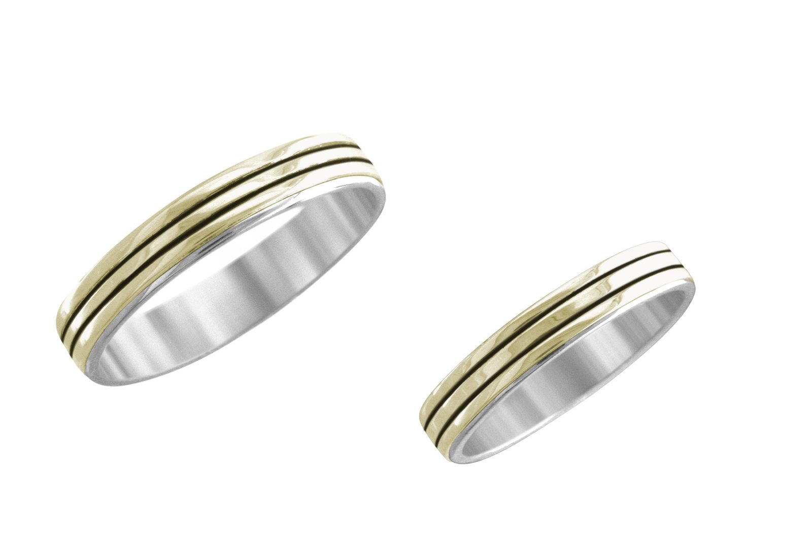 1/8 inch Trieste wedding band, 14K gold and sterling, M.M. Rogers
