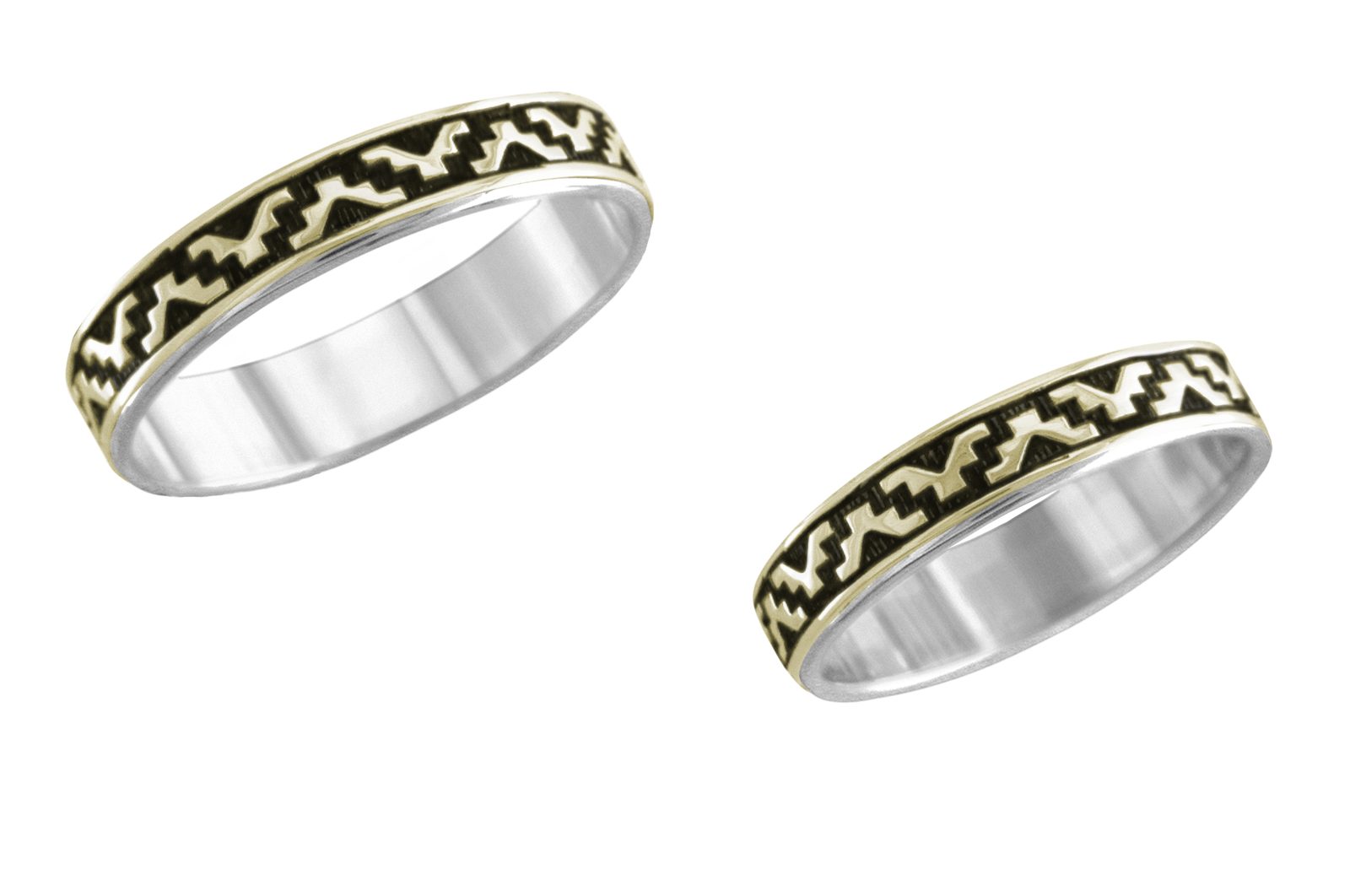 1/8 inch Mazatlan wedding band, 14K gold and sterling, M.M. Rogers