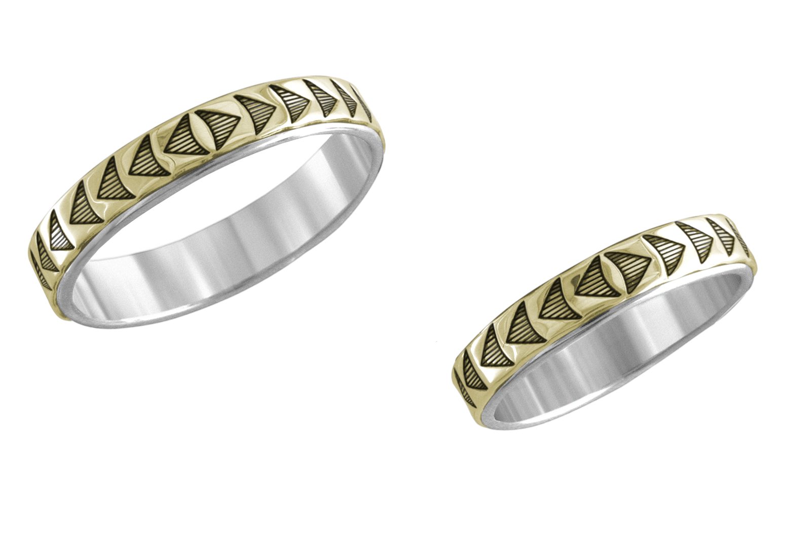 1/8 inch Talisman wedding band, 14K gold and sterling, M.M. Rogers