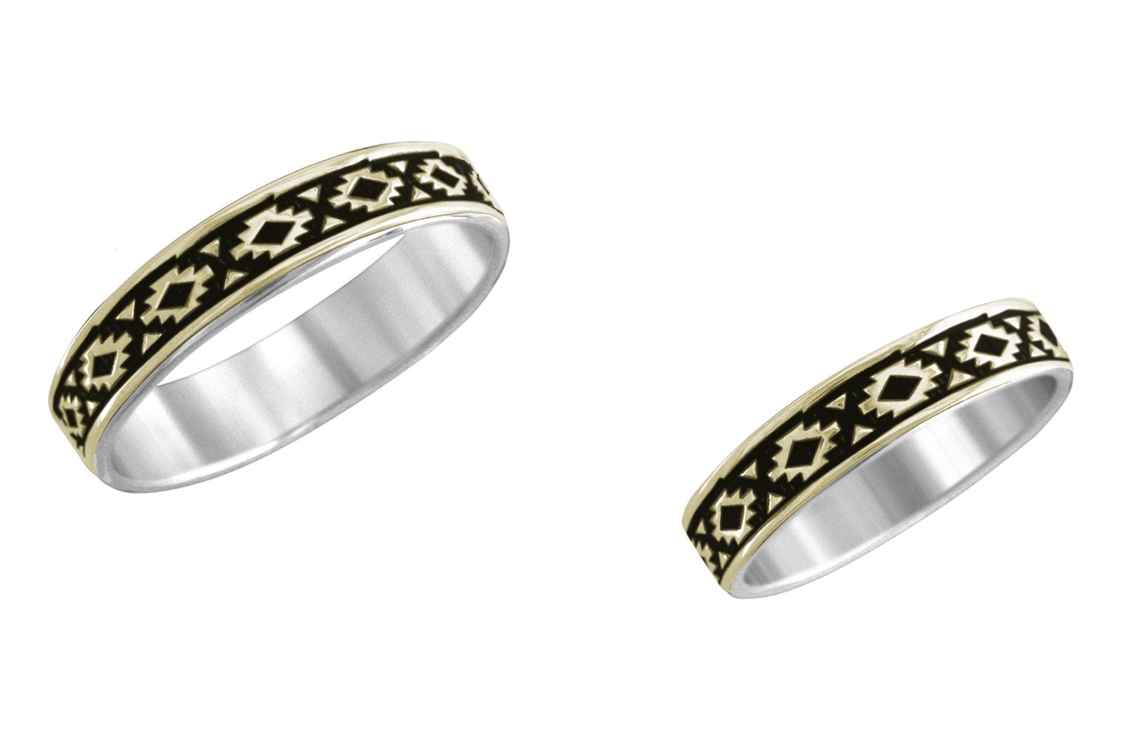 1/8 inch Kenya wedding band, 14K gold and sterling, M.M. Rogers
