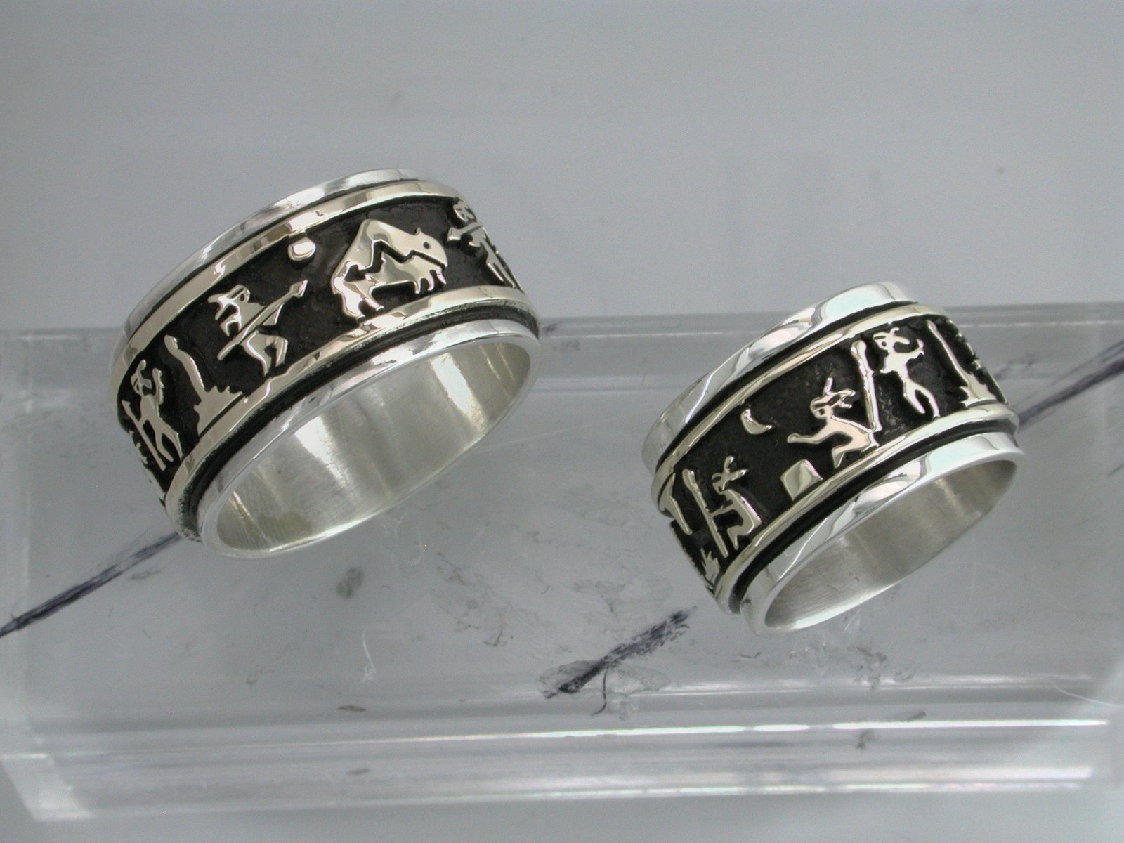 1/2 inch Victory Dance wedding band, 14K gold and sterling, M.M. Rogers