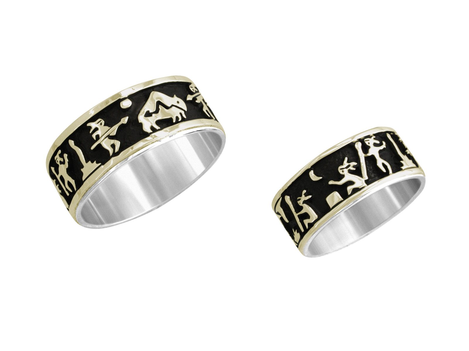 5/16 inch Victory Dance wedding band, 14K gold and sterling, M.M. Rogers
