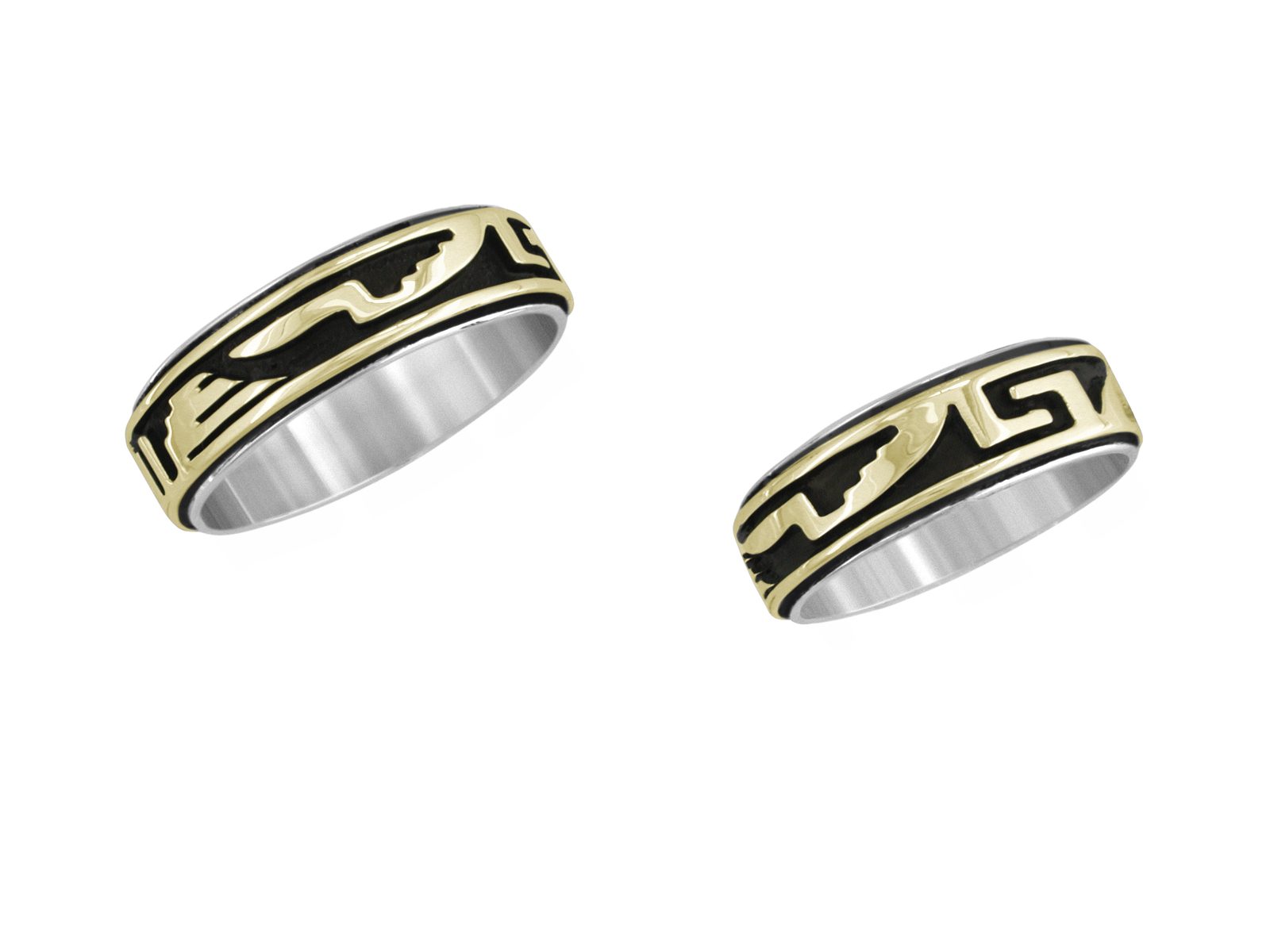 1/4 inch Water Serpent wedding band, 14K gold and sterling, M.M. Rogers