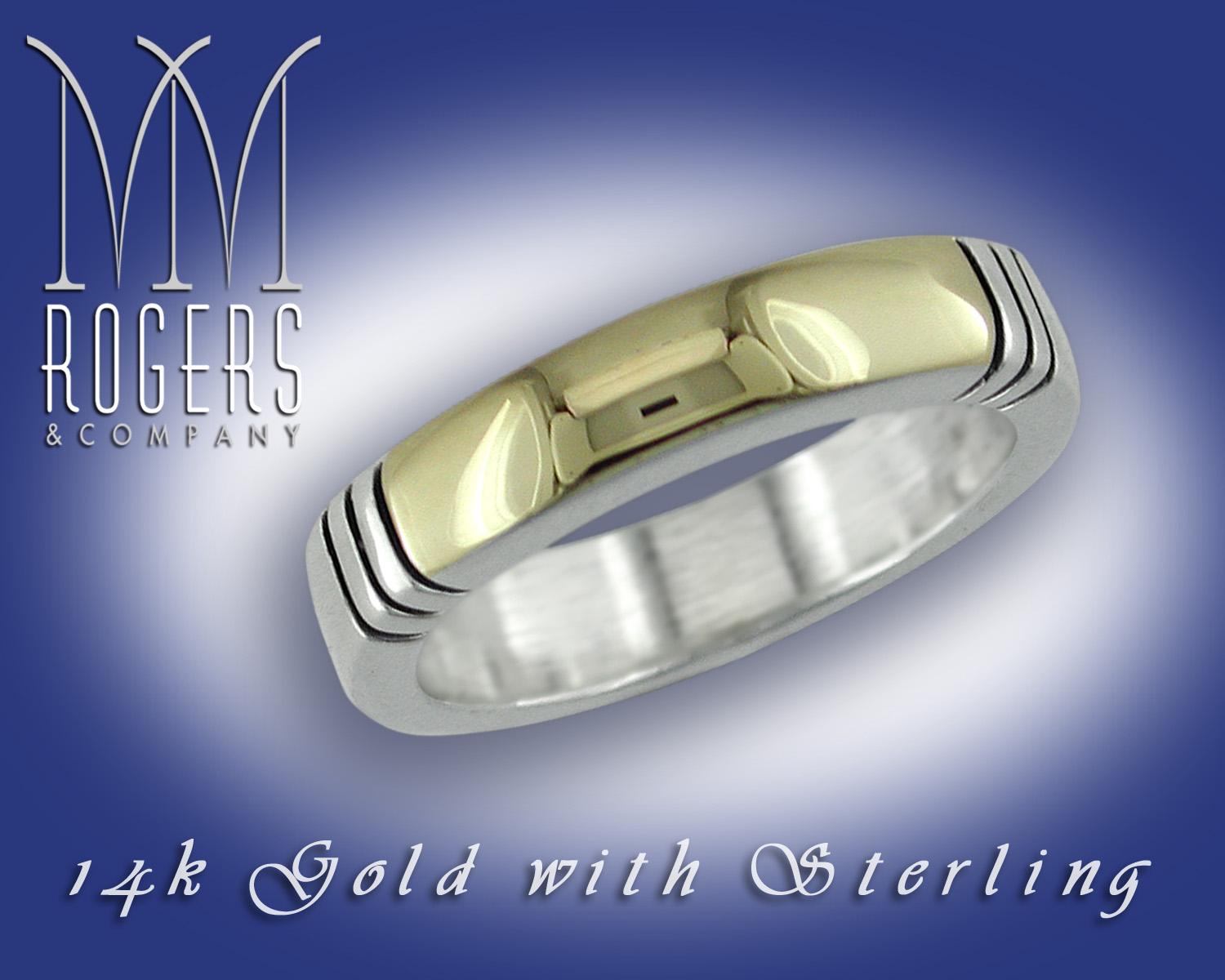 5.5mm Deco Taper, 14K gold and sterling, M.M. Rogers